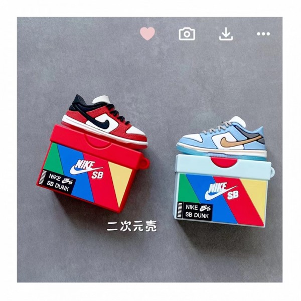 NIKE/ナイキ ブランド AirPods Pro2/3/Pro/2/1ケース おしゃれ 靴 個性風 Nike SB Dunk 紛失防止 第1/2/3世代 シリコンケース エアーポッズ1/2/3/プロ2カバー 全面保護 収納便利 メンズ レディース