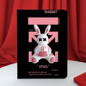 OFF-WHITE/オフホワイト ブランド ipad mini 6/9/pro 2020/2021ケース ウサギ柄 ペンスロット付 レザー 保護 KAWS/カウズ アイポッド ミニ 6/9カバー 手帳型 お洒落 第 9/8/7世代 キャラクター風 ipad air4/3/2カバー 11/12.9inches スタンド付き 潮流 セレブ愛用 メンズ レディーズ 