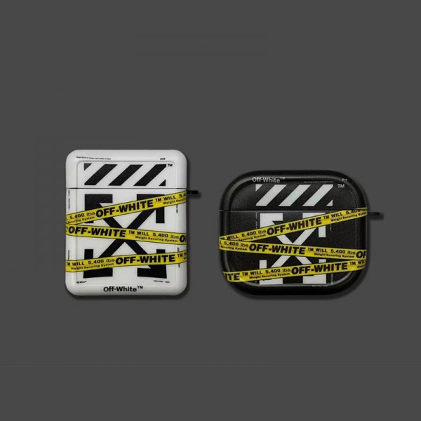 Off-white オフホワイト ブランド Airpods pro 2/3/pro/2/1ケース 個性風 モノグラム 矢印柄 非常線 カラビナ付き 芸能人愛用 エアーポッズ プロ2/3/2/1カバー 大人気 メンズ レディース