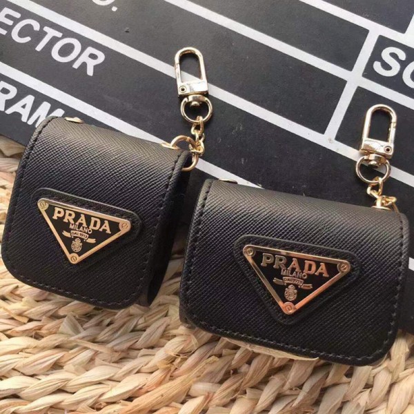 PRADA プラダ ブランド Airpods 3/2/1/pro2ケース お洒落 レザー製 バック型 カラビナ付き 紛失防止 第1/2/3世代 保護性 ストランプ付 モノグラム 潮流 エアーポッズ3/プロ2カバー 収納 軽量 携帯便利 メンズ レディーズ 