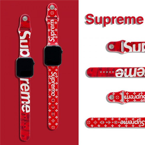 SUPREME ブランド Apple Watch 8/7/6/5/4/3/SE2/ultraバンド シュプリーム 赤色 アップルウォッチ8/7/6/se2ベルト 2022 シリコン 激安 モノグラム 高級感 アイドル愛用 アイフォンウォッチ 5/4/3/seストランプ メンズ レデイーズ