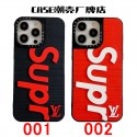 LV/SUPREME ブランド シュプリーム/ルイヴィトン コラボ iPhone 14/14 Pro/14 Pro Maxケース 激安 モノグラム tpu製 ジャケット型 赤黒白色 アイフォン14/14プロ/14プロマックス/13/12/11カバー 保護 ファッション メンズ レディース