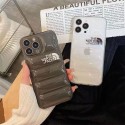 The North Face ブランド ザノースフェイス iphone14/14 pro/14 pro maxケース 激安 クリアケース ダウンジャケット風 パープル色 モノグラム アイフォン14/13/12/11カバー 大人気 メンズ レディーズ