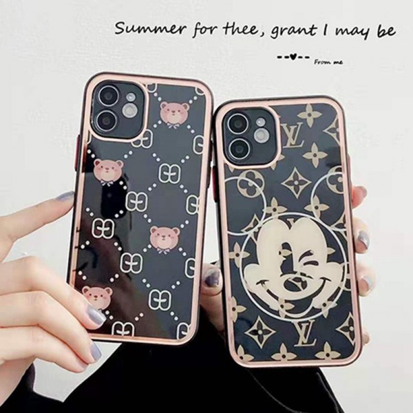 ヴィトン /LV ブランド iphone13/13mini/13promax ケース グッチ ブランド アイフォン12sミニ/13プロケース ミッキー 熊 かわいい iPhone12/12mini/11 pro max/se2携帯カバー 鏡面 光沢