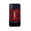 YSL /イヴ・サンローランブランド Iphone13/13 mini/13pro maxケース ヒョウ柄シリコン製 女性愛用 ブランド iphone12/12mini/11/x/xsケースジャケット型 黒赤 アイフォン8/7/6カバー携帯カバー 個性 大人気 セレブ愛用 