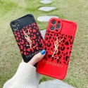 YSL /イヴ・サンローランブランド Iphone13/13 mini/13pro maxケース ヒョウ柄シリコン製 女性愛用 ブランド iphone12/12mini/11/x/xsケースジャケット型 黒赤 アイフォン8/7/6カバー携帯カバー 個性 大人気 セレブ愛用 