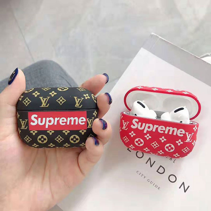 SUPREME & LV ブランド Airpods 3/proケース バック型 コラボケース 紛失防止