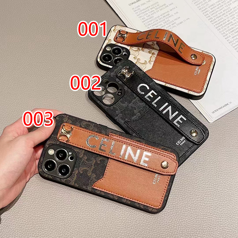 CELINE セリーヌiphone 15 plusケース ビジネス ストラップ付きシンプル