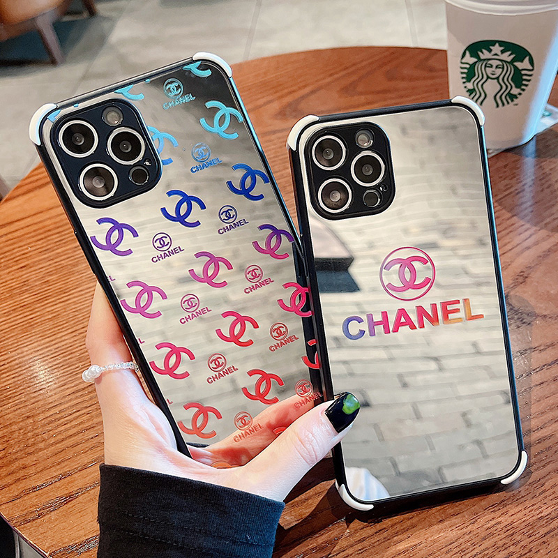 CHANEL 鏡面ガラス iphone 13 mini/13 pro maxケース ブランド シャネル 光沢 きらきら