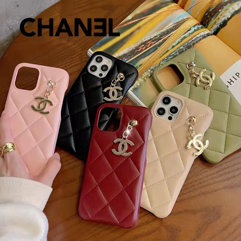 CHANEL ブランド iphone 14/14 pro/14 pro maxケース インスタ風 シャネル 金属 モノグラム 菱形 レザー