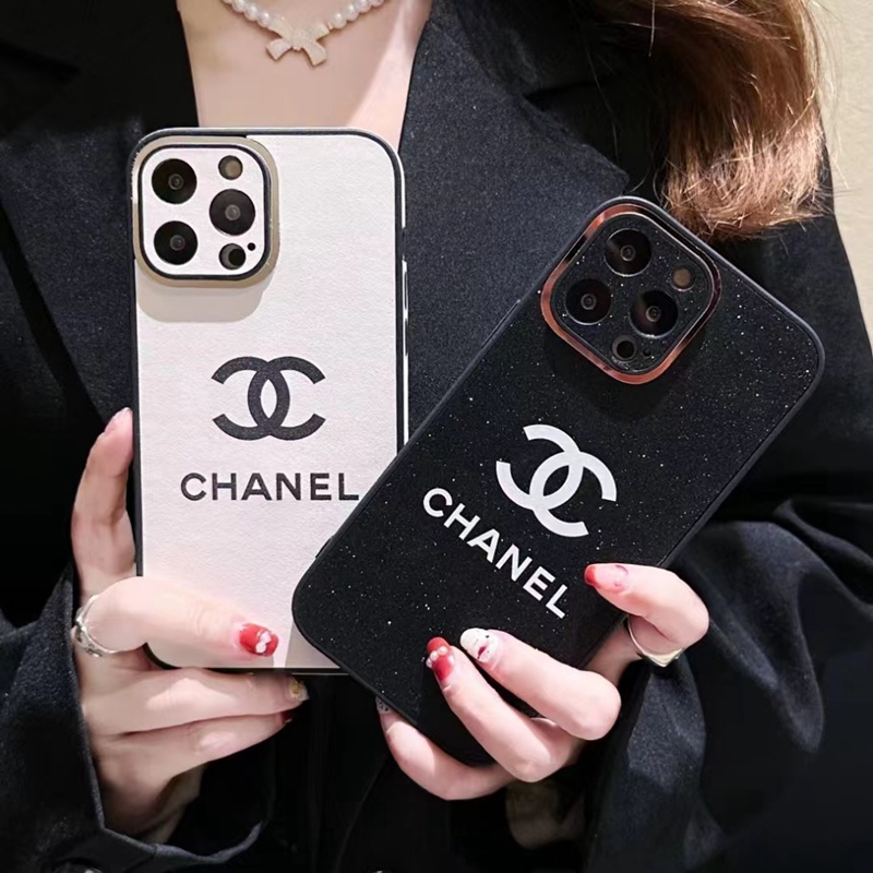 ChanelシャネルiPhone14Pro Max Plusケース激安キラキラ ブランド黒白アイフォン14プロマックス男女