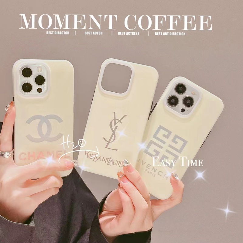 Chanel/Dior/YSL/Givenchy ハイブランド iphone 14/14 pro/14 pro maxケース モノグラム ホワイト色 アイフォン14