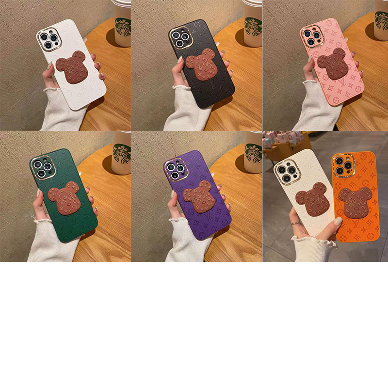 ルイヴィトン LV コラボ iphone 13 pro/13 mini/13 pro maxケース 芸能人愛用 ins風 KAWS ハイブランド 熊柄