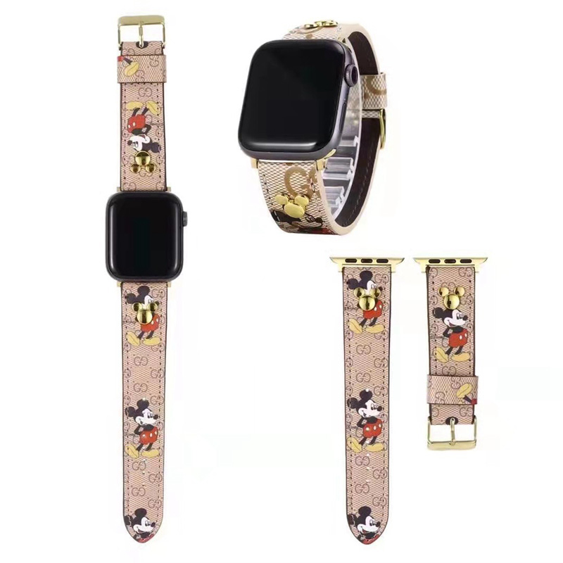 グッチ gucci 腕時計 アップルウォッチSE2/7バンド 可愛い ディズニー 革 ミッキー ベルト 腕時計 ストラップ 男女 ストラップ