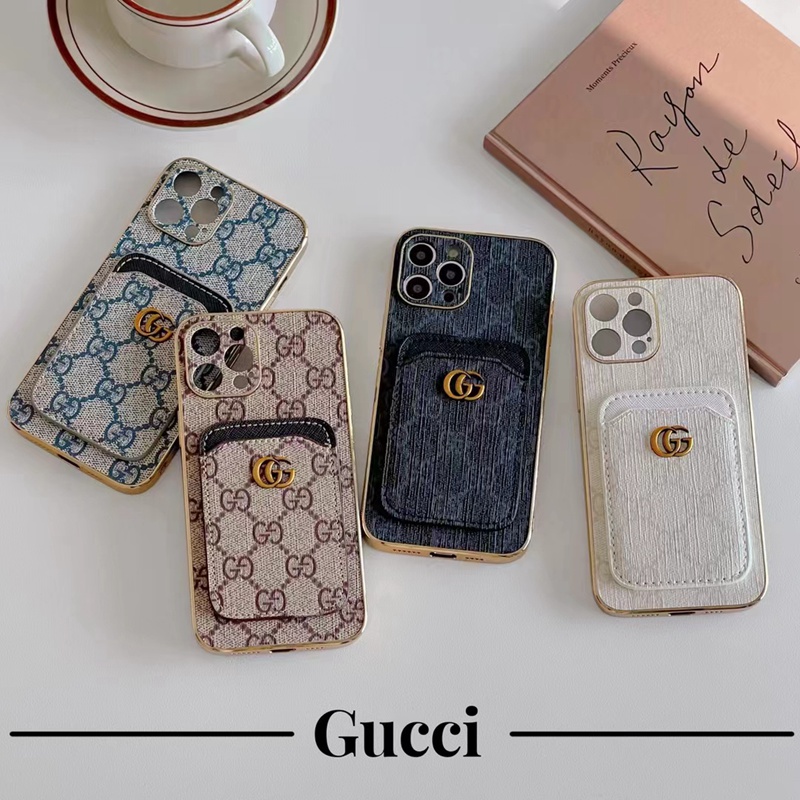 Gucci/グッチ ブランド iphone14/14Pro/14Pro max/14Plusスマホケース 激安 カード入れ レザー製 モノグラム