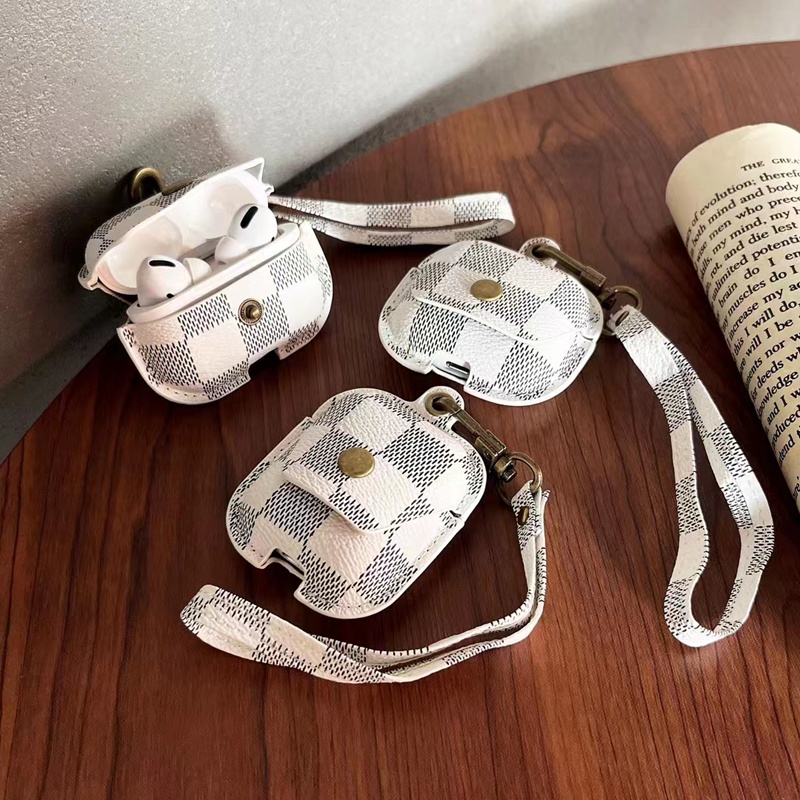 LV ルイヴィトン ブランド Airpods 3/pro2ケース オシャレ レザー製 バック風 ストラップ付き モノグラム ボタン 紛失防止 第3世代 保護性 モノグラム 潮流 エアーポッズ プロ2/3ケース 軽量 収納 便利 レディーズ