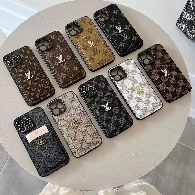 GUCCI/LV ハイブランド ルイヴィトン/グッチ iPhone 14/14 Pro/14 Pro Maxケース 安い カード収納 レザー製 モノグラム ジャケット型