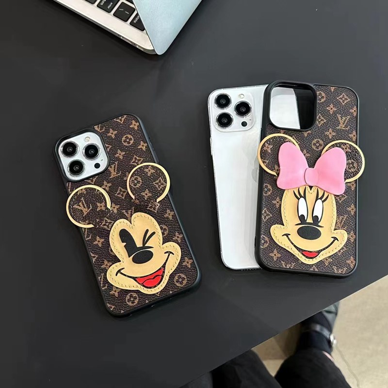 LV ブランド iPhone 14/14 Pro/14 Pro Maxケース オシャレ ルイヴィトン カード入れ ディズニー ミッキーマウス柄 レザー ミニーマウス モノグラム 激安