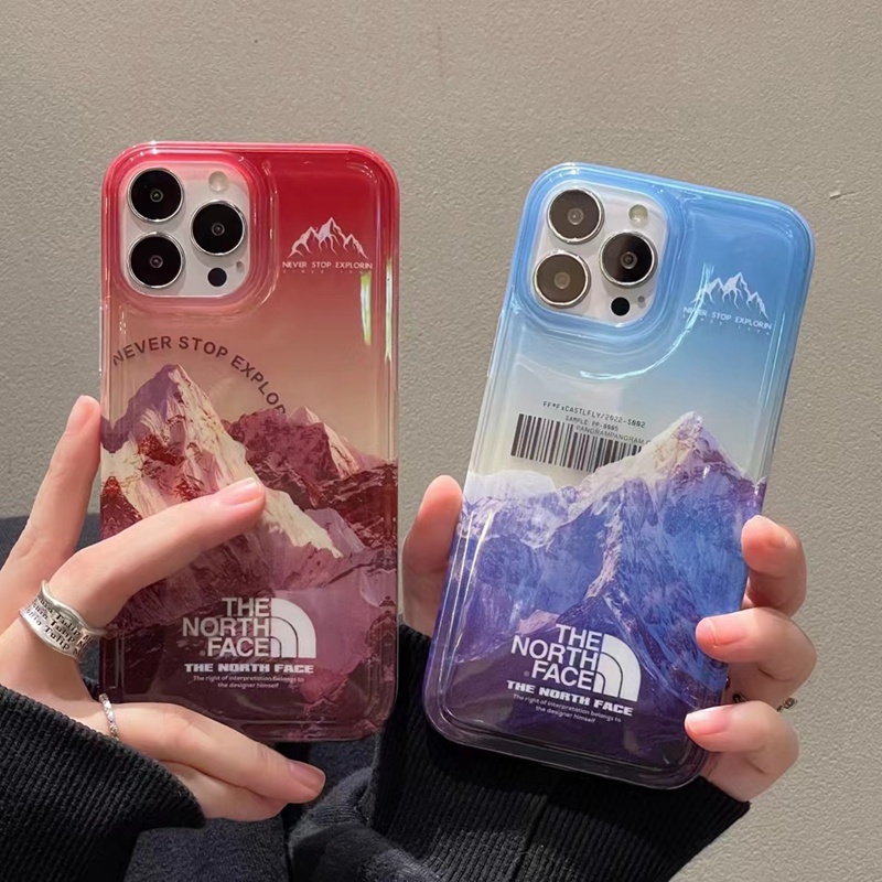 THE NORTH FACE ハイブランド iphone14Pro max 14Pro 14スマホケース ジャケット型  ザノースフェイス 雪山風 きらきら