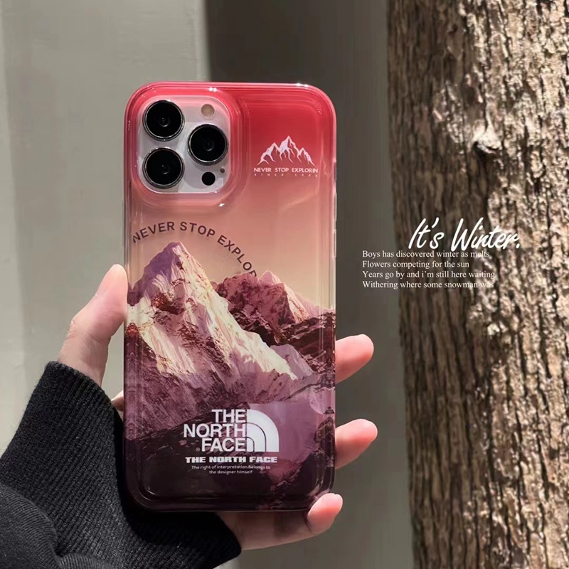 The North Faceザノースフェイスiphone14pro max/14plusケース ブランド クリア雪山モノグラム アイフォン14カバー男女