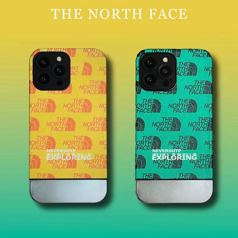 The North Face ザノースフェイス ブランド iphone 14/14 pro/14 pro maxケース  メッキ風 モノグラム ジャケット型