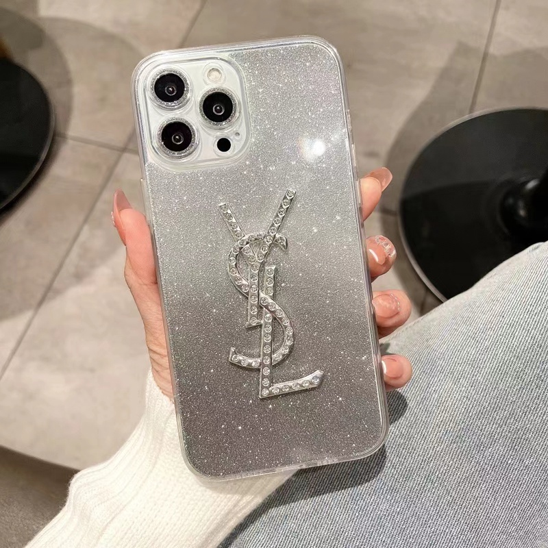 YSL iphone14pro max/14plusケース きらきら銀河サンローラン モノグラム クリア ハイブランド 激安 アイフォン14カバー男女