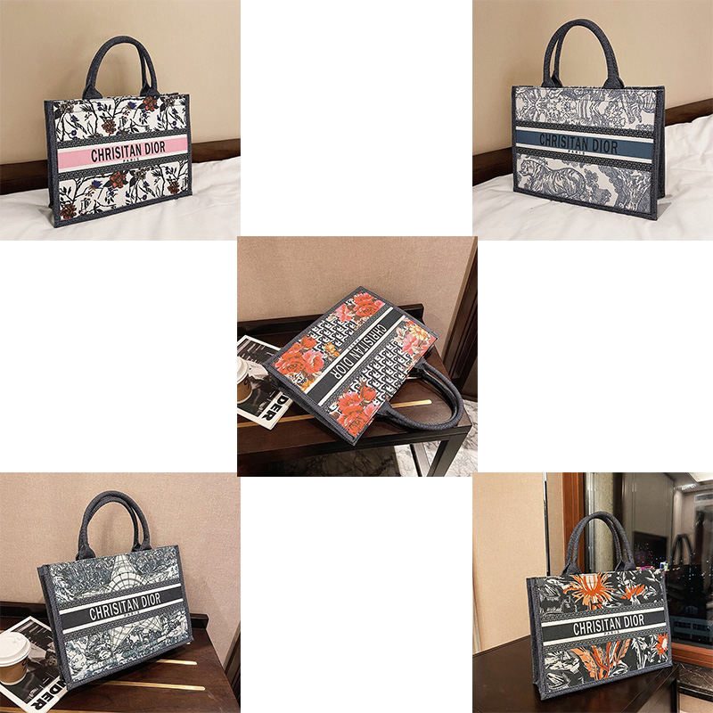 ディオールdiorブランド ブックバッグ Book Tote トート ハンドバッグ キャンバス ショルダーバッグ 刺繍 安い 女性