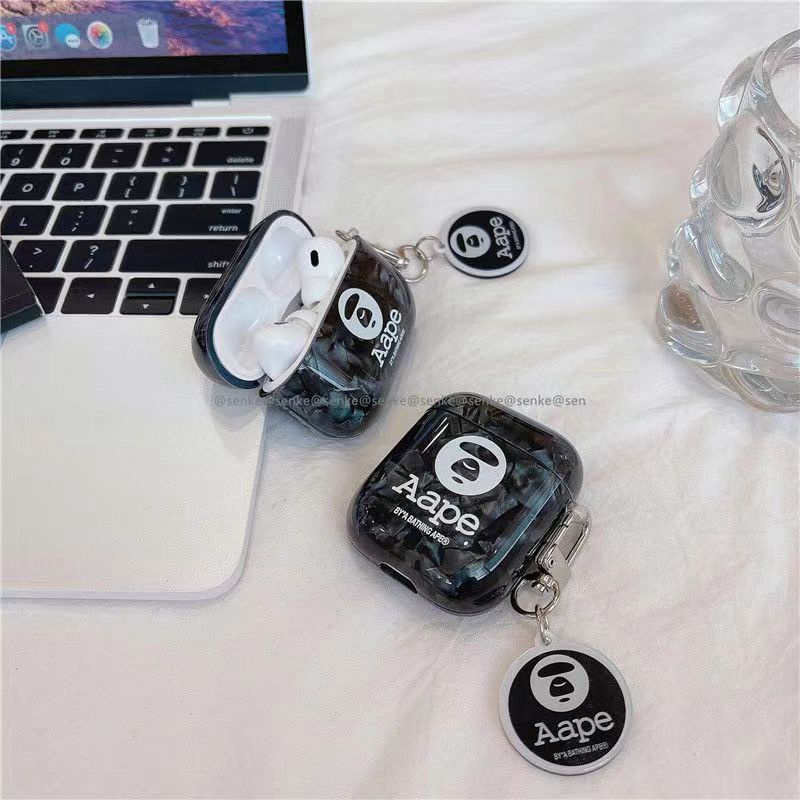 aape airpods pro2/3ケース AAPE エーエイプ迷彩A BATHING APE モノグラム猿頭カラビナ エアーポッズ3ブランド 保護性 収納