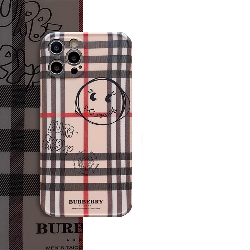 バーバリーBurberryブランド 激安 ジャケット型 縞 落書き 韓国風 アイフォン13プロミニカバー セレブ愛用