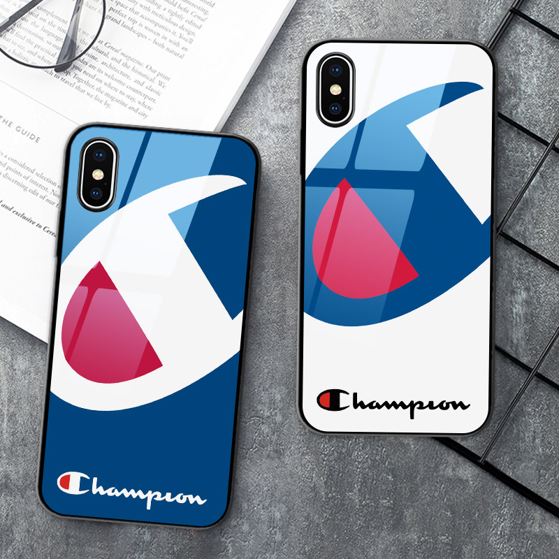 CHAMPION ハイブランド iphone 13 pro/13 pro max/13ケース インスタ風 チャンピオン 背面ガラス 芸能人愛用