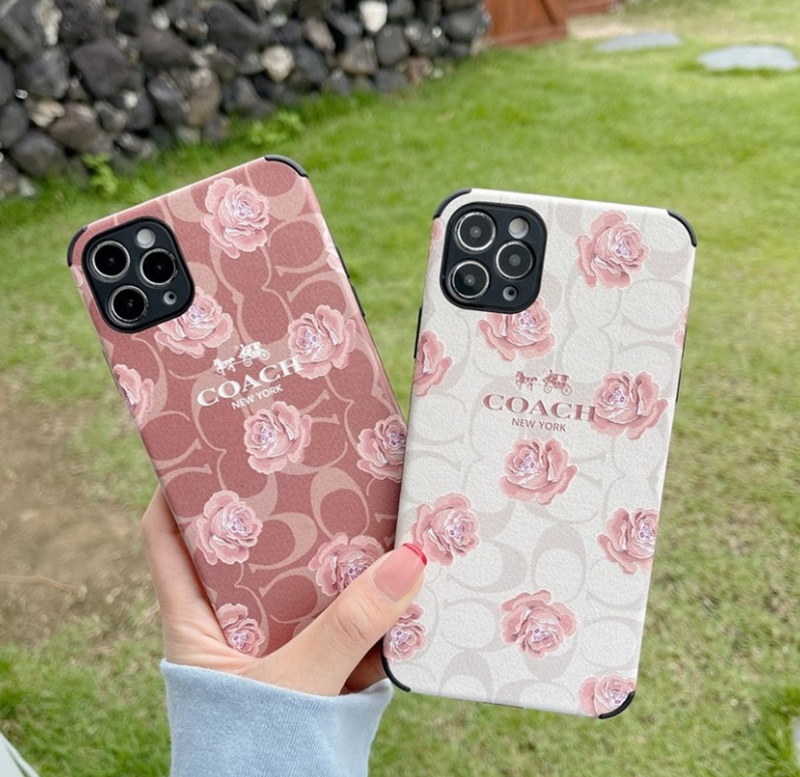 COACH ブランド コーチ iphone 13/13 pro/13 pro maxケース インスタ風 花  モノグラム 四角保護