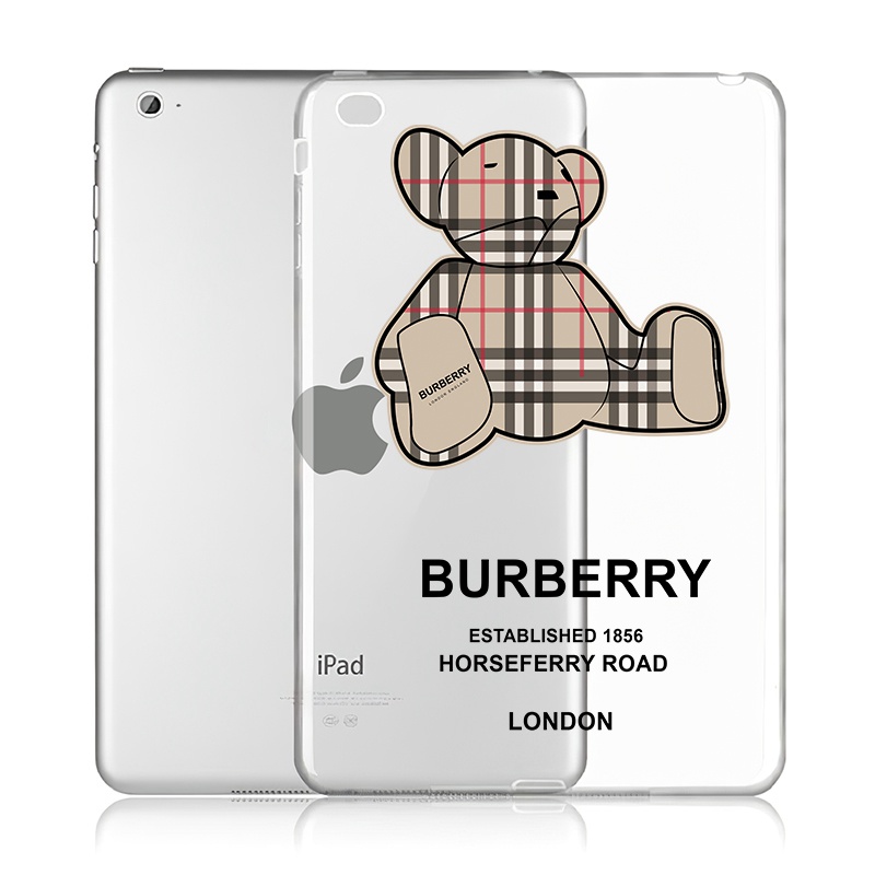 バーバリー BURBERRY ブランド ipad air 5/4/mini 6/9/pro 2021ケース クリア 熊柄 ペンスロット付 激安 シリコン製 全機種対応