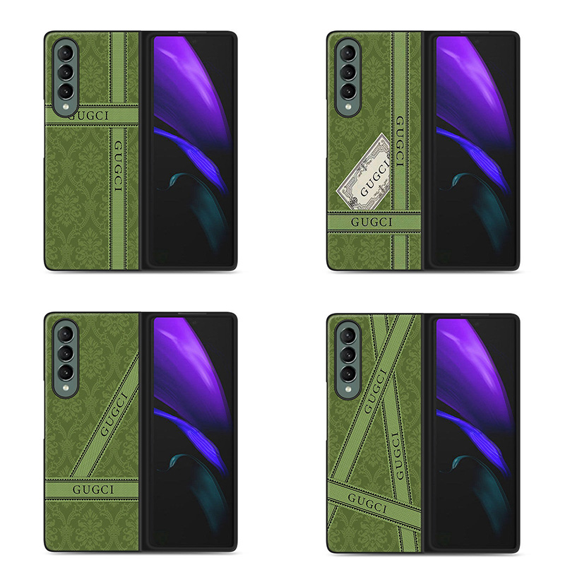 グッチ ハイブランド Galaxy Z Fold3/W21/W20ケース Gucci 背面レザー 折りたたみ スマホケース モノグラム