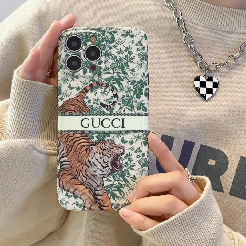 グッチGucci ハイブランド アイフォン14 se3 13pro max miniカバー 可愛い森虎モノグラム ジャケット 男女