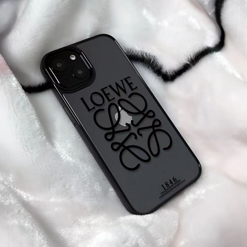 loeweハイブランドiphone14pro max/14plusケース ロエベ透明シンプル アイフォン14カバー 黒白色 男女