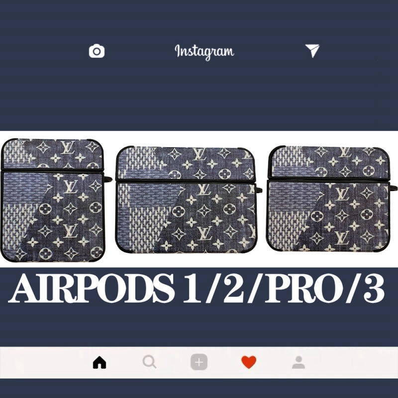 LV/ルイヴィトン ブランド Airpods 3/pro2ケース 保護 モノグラム デニム柄 カラビナ付き