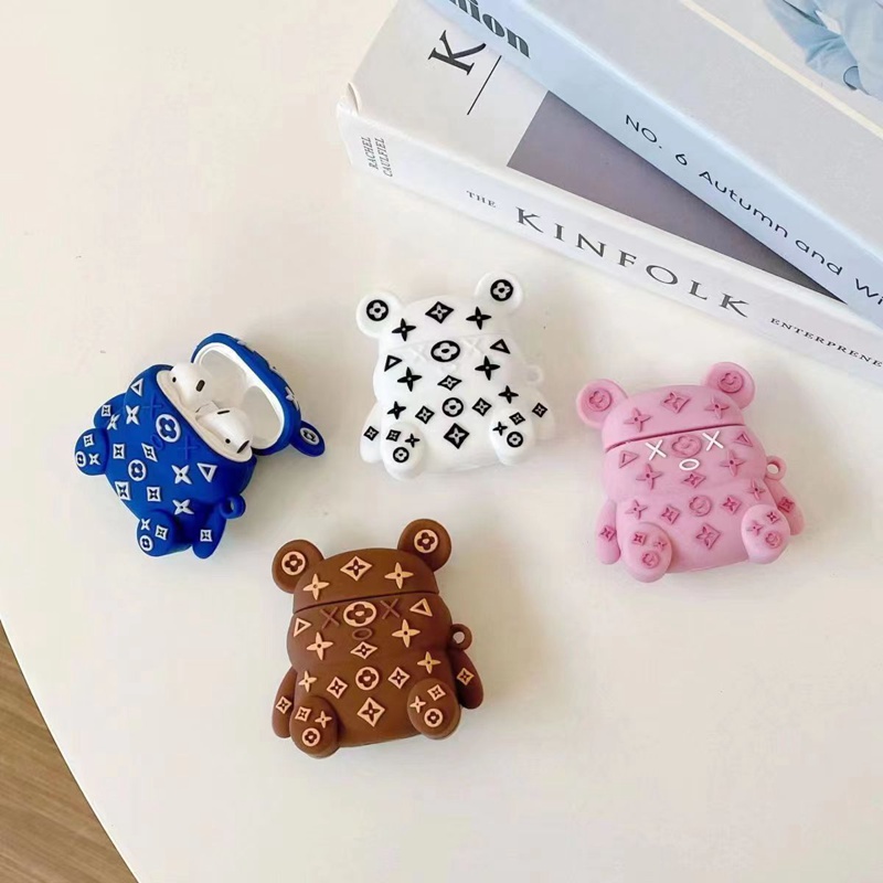 LV/ルイ.ヴィトン カウズ/Kaws ブランド AirPods Pro 2/3/Proケース 個性 キャラクター風 熊柄 モノグラム シリコン レディース