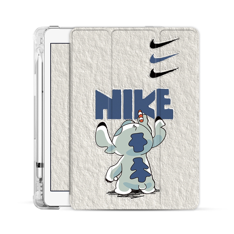 NIKE ipad mini 6/9/pro 2021/2020ケース ブランド ディズニー ステッチ柄 ペンスロット付 激安 レザー