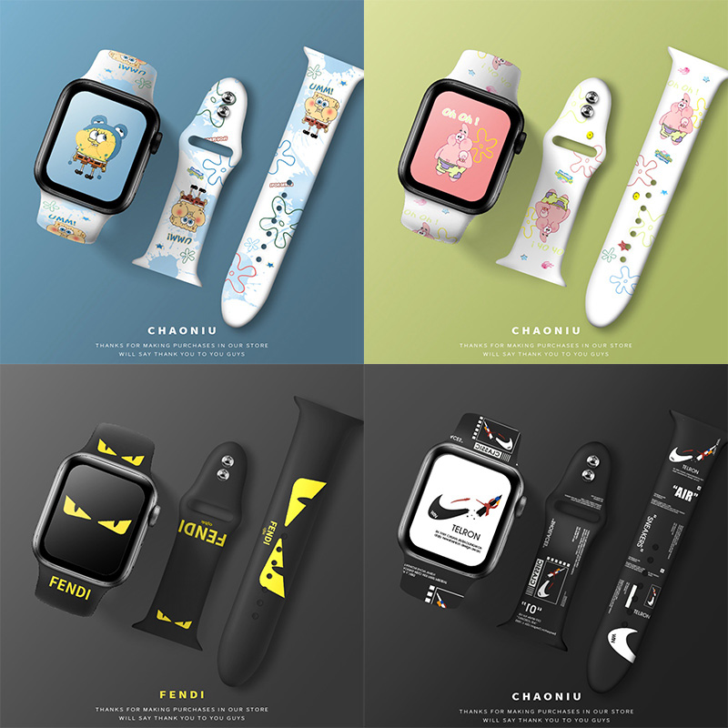 supreme/nike/jordan/fendi/adidas ブランド アップルウォッチ8/se2/ultraバンドapple watch8ブランド小怪獣シリコン パトリック ピカチュウ 男女