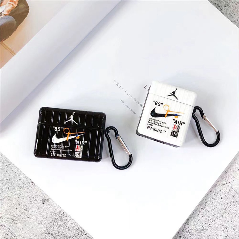 NIKE/ナイキ Off-White/オフホワイト Airpods 3/pro2/pro/2/1ケース 個性 カラビナ付き AIR-JORDAN スーツケース 紛失防止