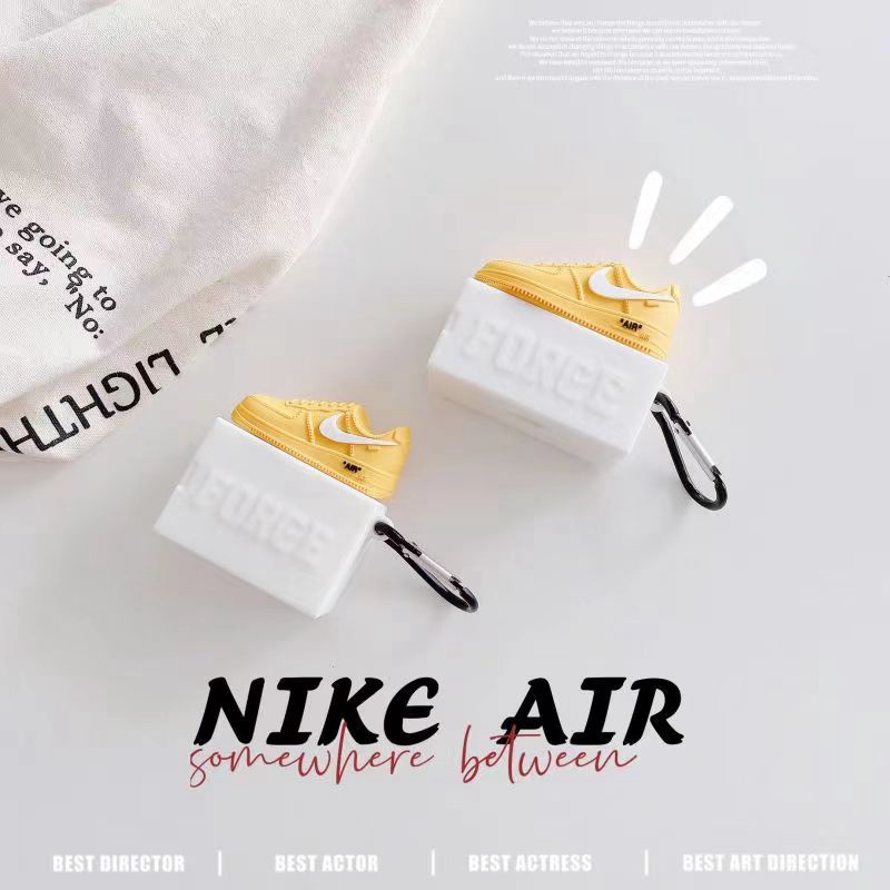 NIKE/ナイキ ブランド AirPods 3/Pro2ケース スニーカー柄 スポーツ風 鞋柄 AIR JORDAN カラビナ付き 第3世代 紛失防止 シリコン