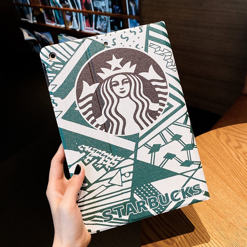 Starbucks/スターバックス ブランドiPad Mini 6/9/Air5ケース オシャレ スリム メデューサ柄 コーヒー風