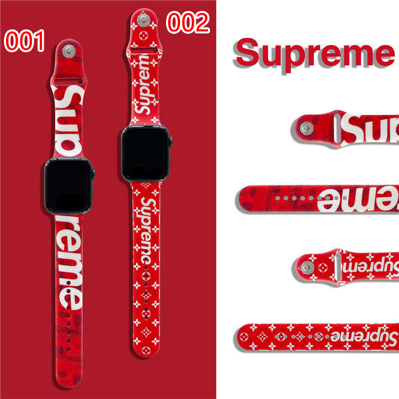 SUPREME ブランド Apple Watch 8/7/SE2/ultraバンド シュプリーム 赤色 アップルウォッチ8/7/6/se2ベルト 2022 シリコン 激安 モノグラム 高級感 アイドル愛用 ストランプ メンズ レデイーズ