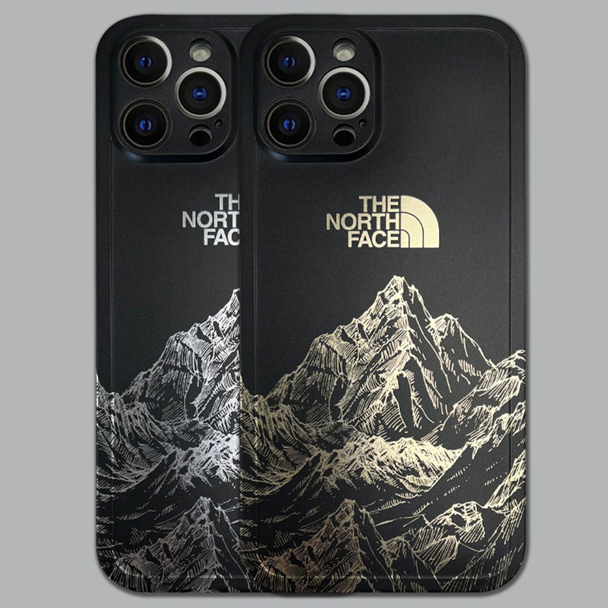 The North Face ブランド iphone 13/13 Pro/13 Pro Maxケース ザ.ノース.フェイス 韓国風 雪山柄 TPU製 メッキ男女