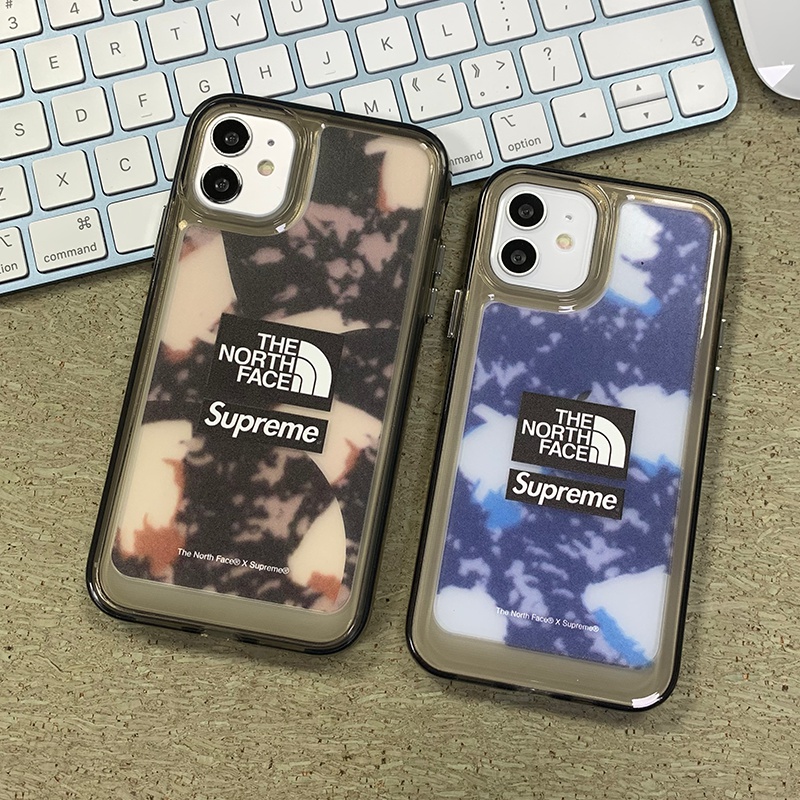 THE NORTH FACE & SUPREME コラボ ハイブランド iphone 13/13 pro/13 pro maxケース オシャレ クリア風男女通用