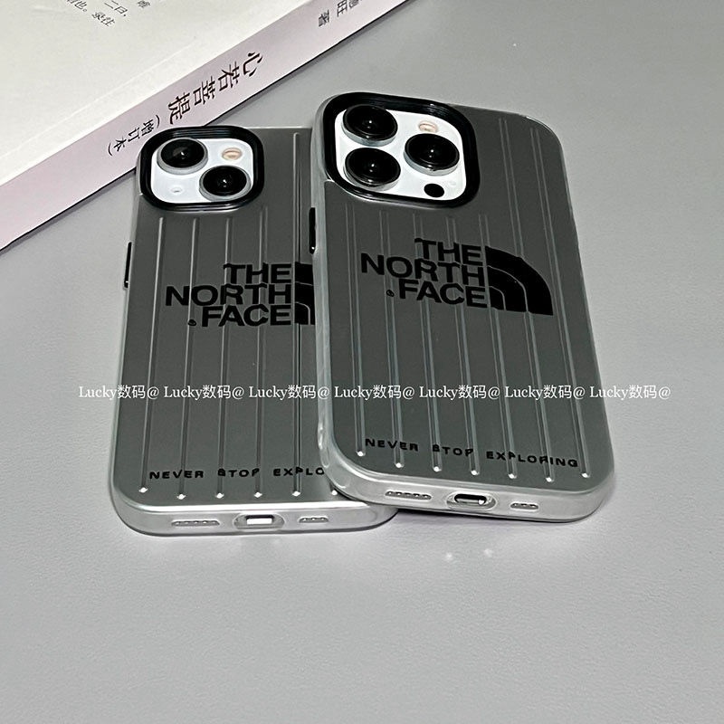 The North Face/ザノースフェイス iphone 14 pro max/14 plusケース ハイブランド スーツケース風 メッキ モノグラム 芸能人愛用