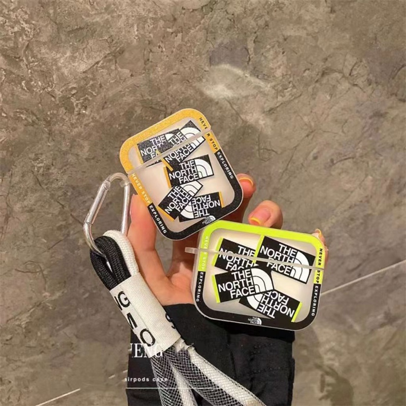 Off-White/オフホワイト The North Face/ザ.ノース.フェイス ブランド Airpods Pro 2/3ケース 個性 クリア風 カラビナ ストラップ付き モノグラム